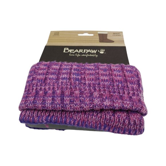 BEARPAW Knit Boot Cuffs Women's One Size Fits All Pink Purple Embroidered Logo - Picture 5 of 8